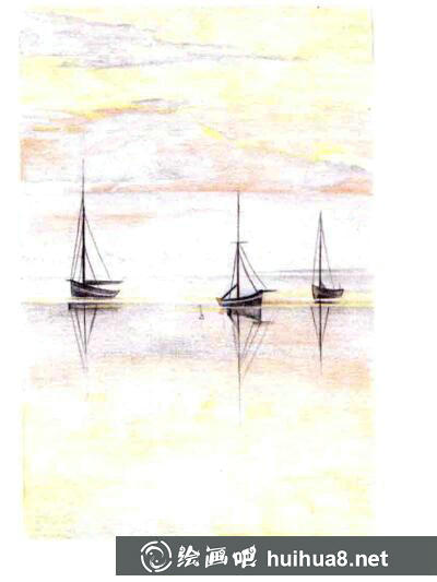 彩鉛畫(huà)海上日出