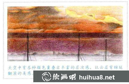彩鉛畫(huà)海上日出