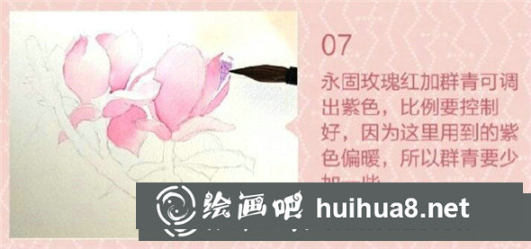水彩畫教程：教你畫簡單又好看的玉蘭花