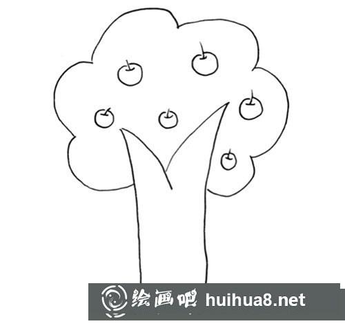 兒童畫蘋果樹的步驟圖