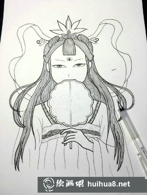 古風(fēng)手繪美人插畫步驟圖