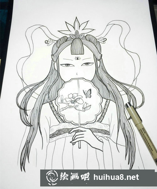 古風(fēng)手繪美人插畫步驟圖