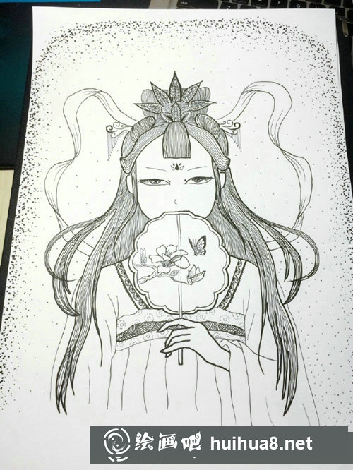 古風(fēng)手繪美人插畫步驟圖