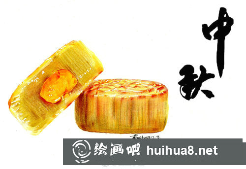 彩鉛畫月餅教程