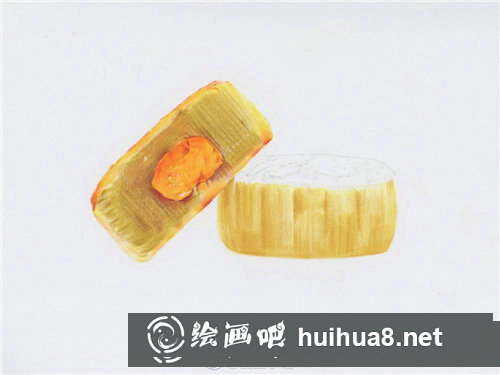 彩鉛畫月餅教程