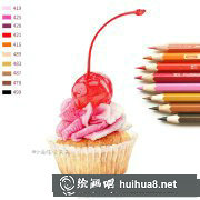 彩鉛繪櫻桃蛋糕教程分享