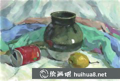 靜物水粉罐子組合手繪步驟