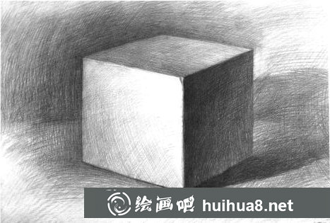 素描畫石膏像正方體的基本步驟
