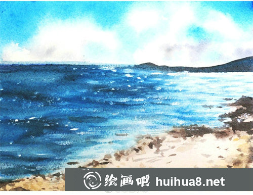 水彩畫大海教程步驟圖