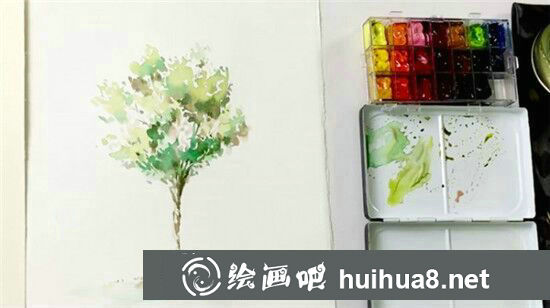 水彩畫教程：大樹(shù)水彩畫手繪教程