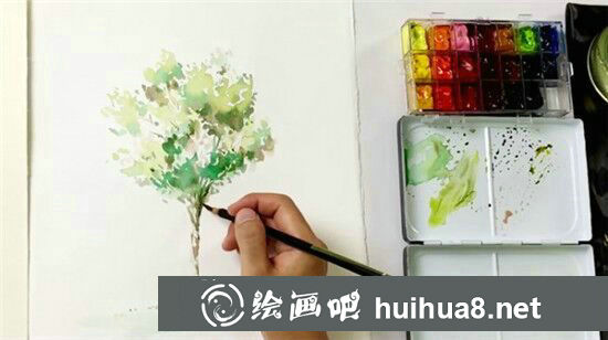 水彩畫教程：大樹(shù)水彩畫手繪教程