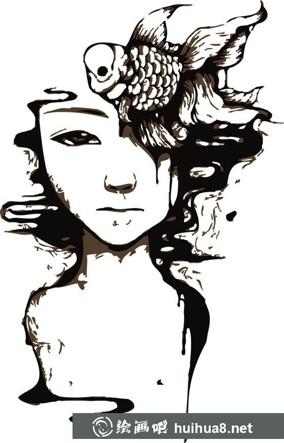 手繪黑白插畫：手繪酷勁十足的少女插畫教程