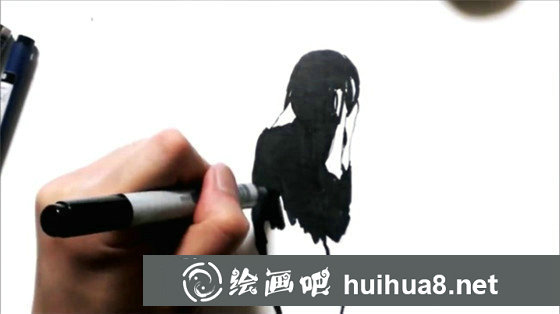 手繪黑白插畫：手繪酷勁十足的少女插畫教程
