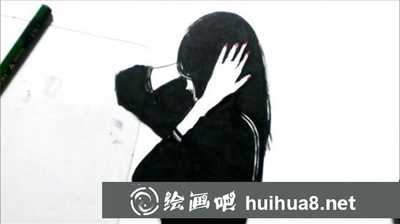 手繪黑白插畫：手繪酷勁十足的少女插畫教程