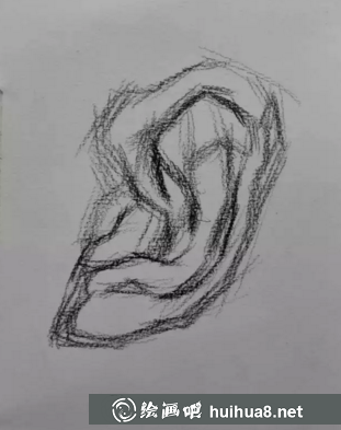 素描耳朵的畫(huà)法步驟圖