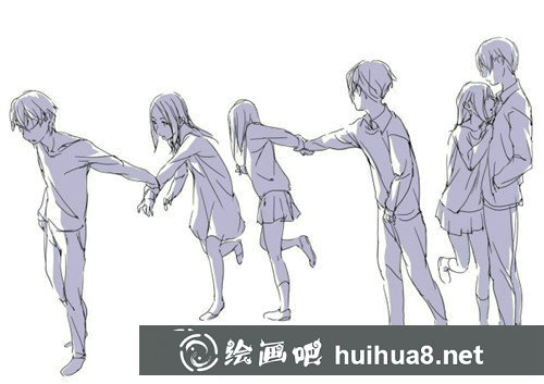 漫畫教程：少女漫畫男生女生牽手的畫法