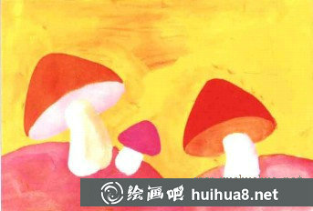 學(xué)畫畫小小蘑菇水粉畫步驟