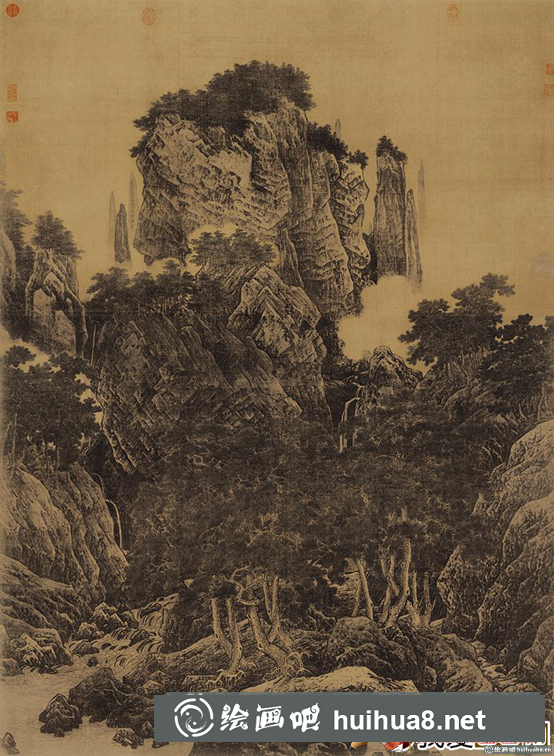 宋李唐國畫山水名畫《萬壑松風圖》鑒賞(1)