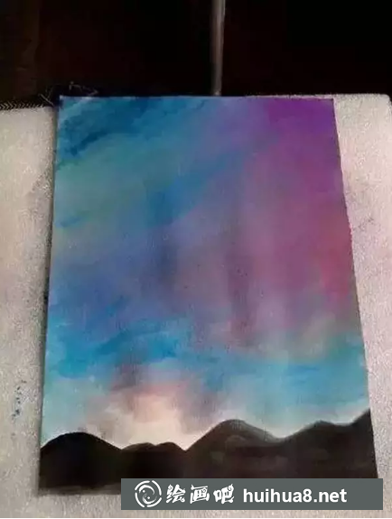 耀眼星空水粉畫教程