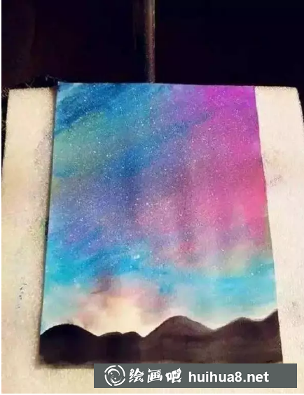 耀眼星空水粉畫教程