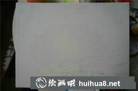 丙烯畫梵高星空步驟教程
