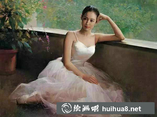 跳芭蕾舞女孩油畫作品欣賞