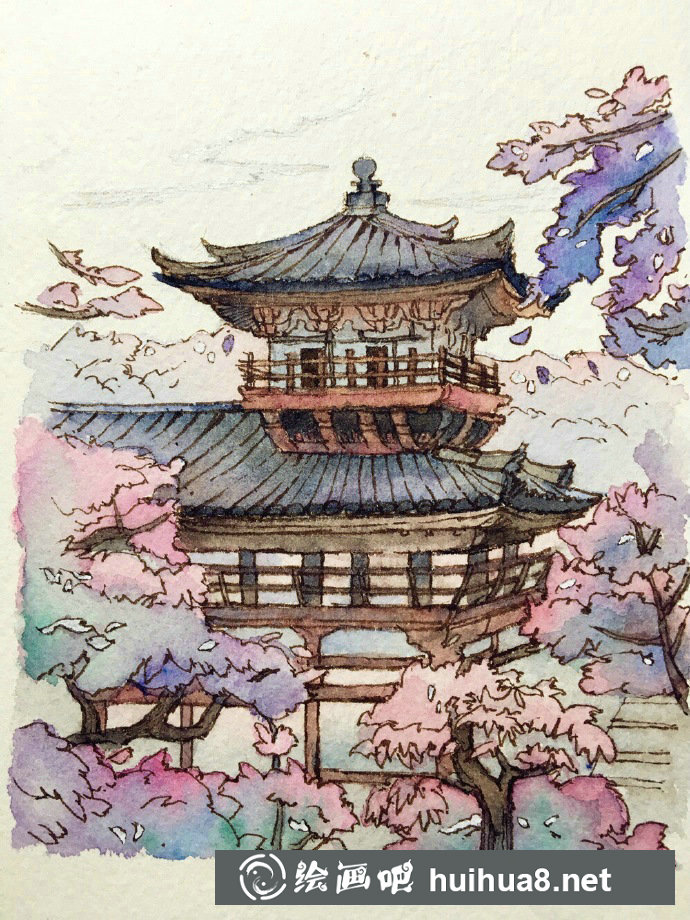 水彩手繪建筑作品之一