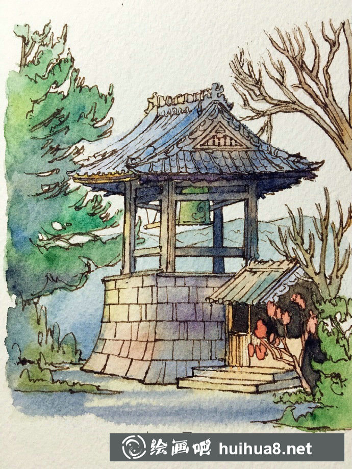 水彩手繪建筑作品之三