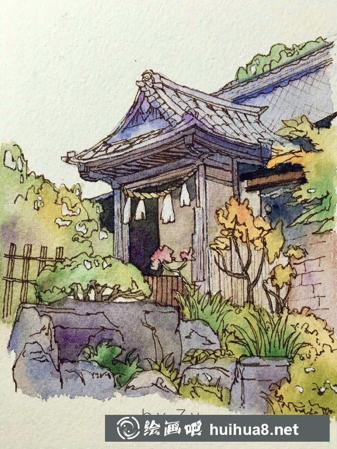 水彩手繪建筑作品之四