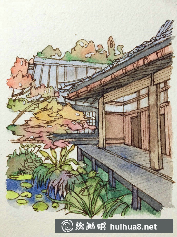 水彩手繪建筑作品之六