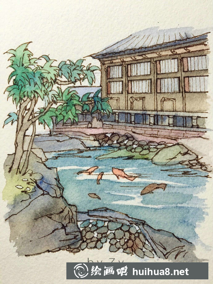 水彩手繪建筑作品之八
