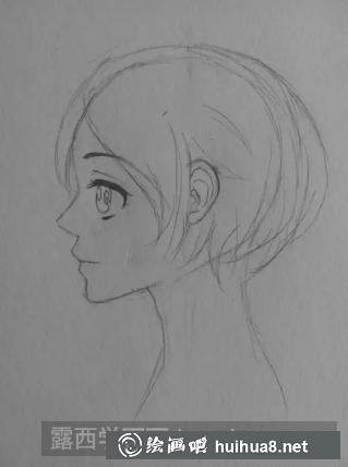 側(cè)顏短發(fā)少女畫法