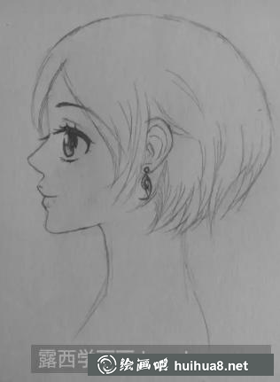側(cè)顏短發(fā)少女畫法