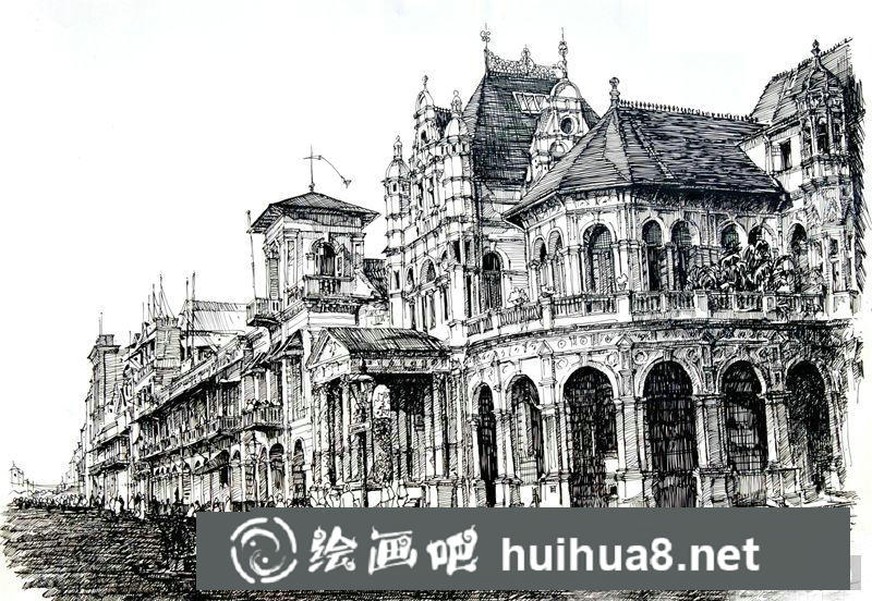 鋼筆畫建筑