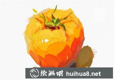 單個(gè)水粉西紅柿的畫(huà)法