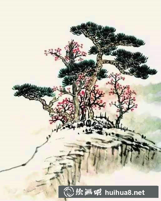 歲寒三友之松的畫法