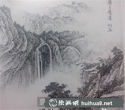 山水瀑布圖怎么畫