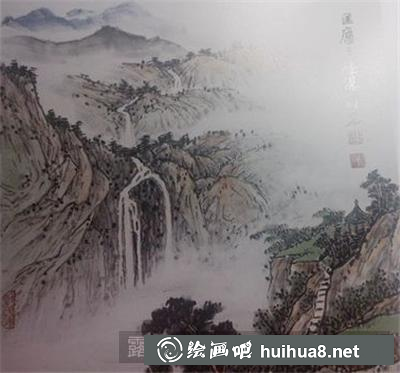 山水瀑布圖怎么畫