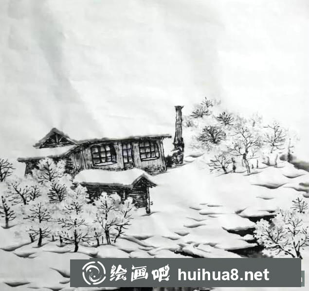 國(guó)畫(huà)深山雪景圖畫(huà)法教程 國(guó)畫(huà)深山雪景圖畫(huà)法教程