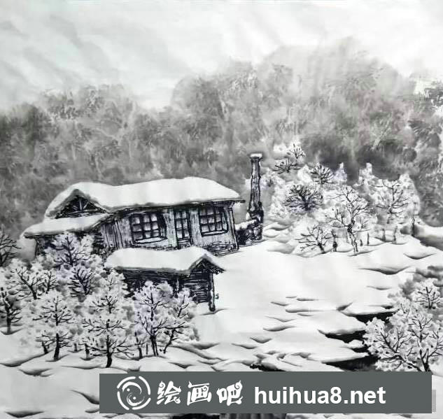 國(guó)畫(huà)深山雪景圖畫(huà)法教程 國(guó)畫(huà)深山雪景圖畫(huà)法教程