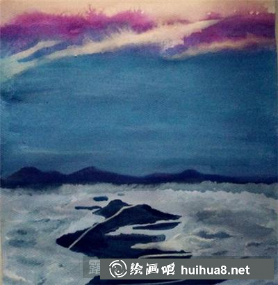 水粉畫碧海藍(lán)天繪畫教程