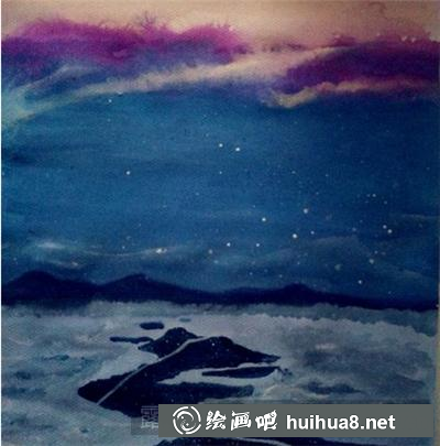 水粉畫碧海藍(lán)天繪畫教程
