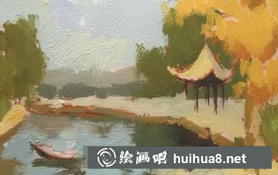水粉畫教程之公園一景