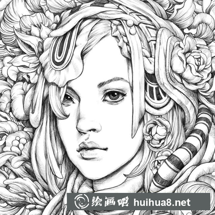 針管筆手繪人物插畫作品
