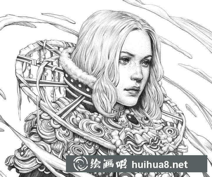 針管筆手繪人物插畫作品