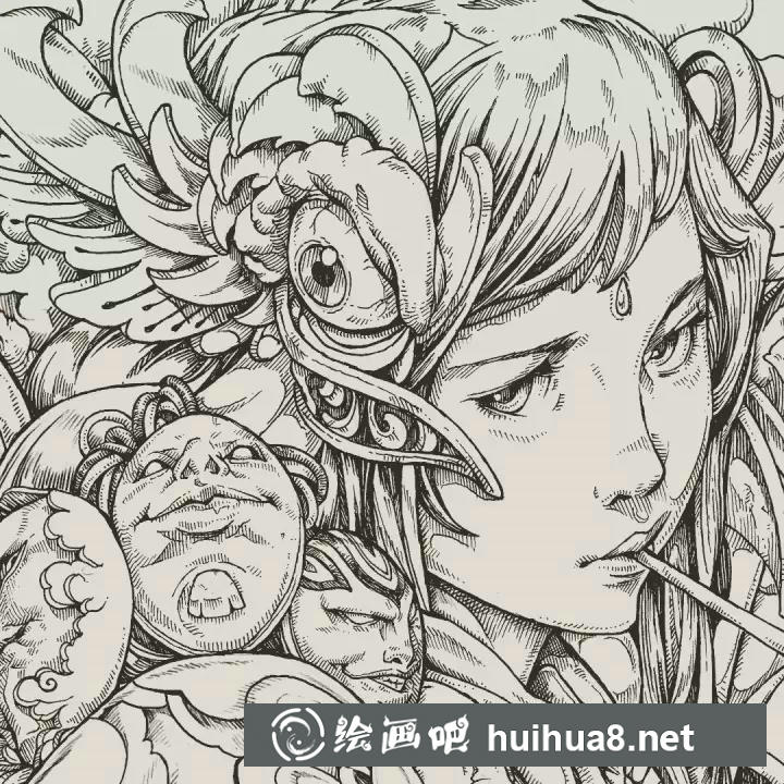 針管筆手繪人物插畫作品