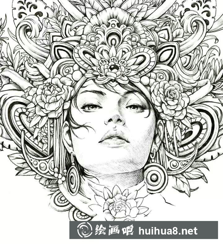 針管筆手繪人物插畫作品