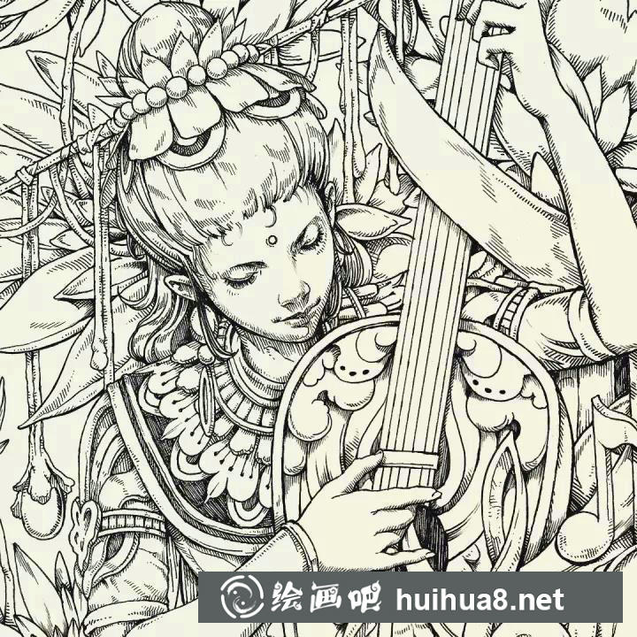 針管筆手繪人物插畫作品