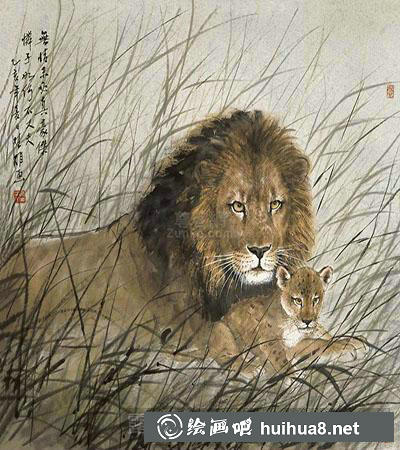 國(guó)畫獅子威武