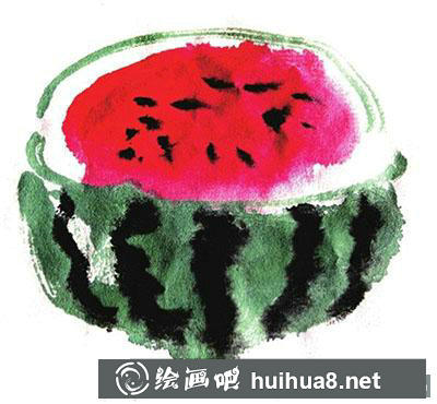 國畫水果教程：西瓜